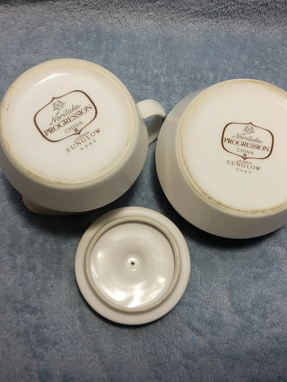 Vintage 1970's Noritake Progression Sunglow 9042 China Sugar & Creamer Dish Set
